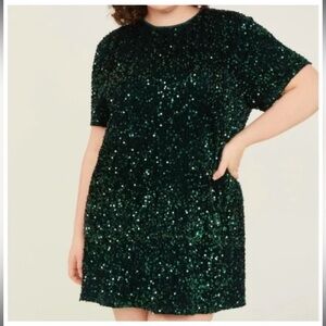 ARULA Emerald Sequin Mini Dress